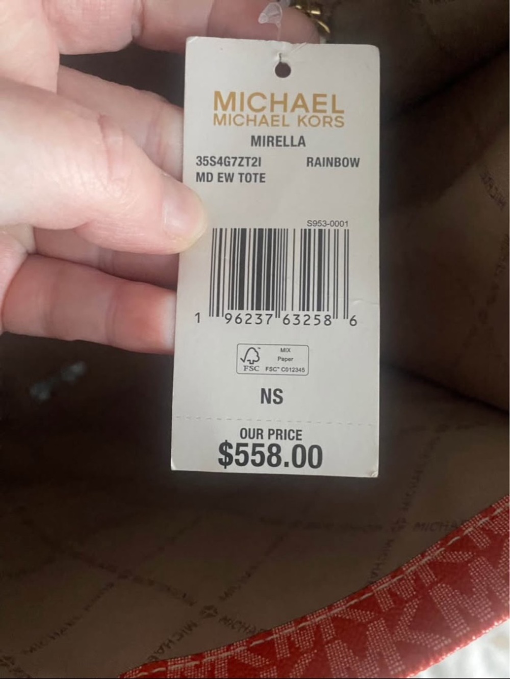 MICHAEL Michael Kors Tote with Rainbow Trim and Red Exterior